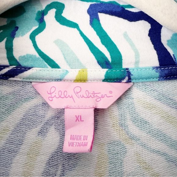 Lilly Pulitzer | Reagan Full Zip Jacket Pool Blue Green Stay Cool Pockets XL - Picture 7 of 8